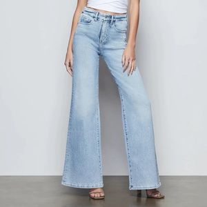 Good American “Good Waist” Palazzo Jean in light wash